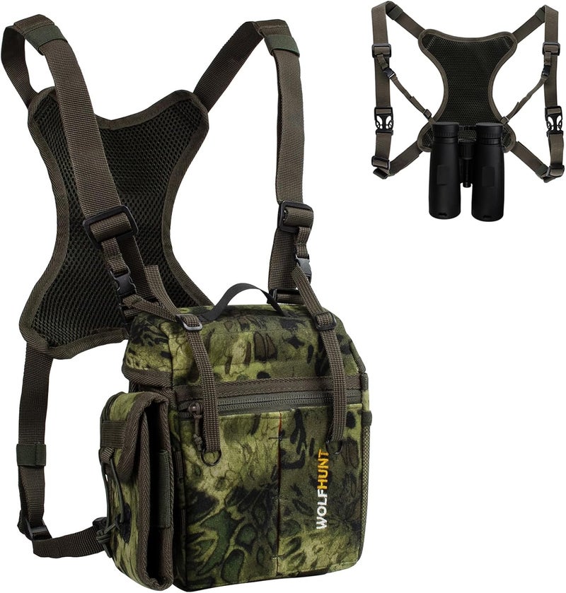 WOLFHUNT Binoculars Harness, Bino Chest Pack with Rangefinder Pouch, Binoculars Bags Magnetic Opening Bino Case Triple-Use Mode, Hunting Chest Pack with Tether Straps, Molle System & Lens Cleaning Cloth - Image 1